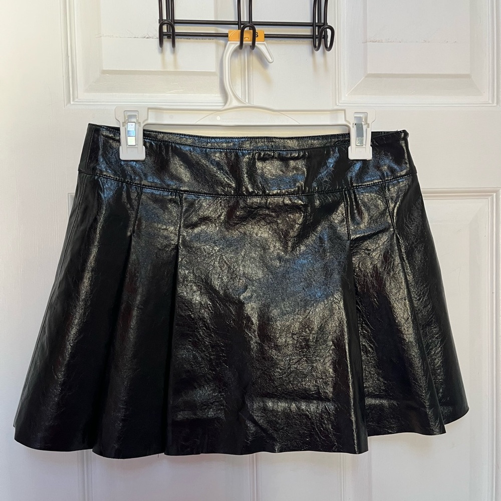 Mango Black Pleated Skater Mini Skirt